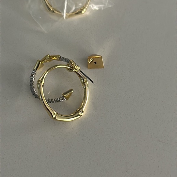 ALEXIS BITTAR orbital bamboo gold crystal hoop earrings - Picture 5 of 5